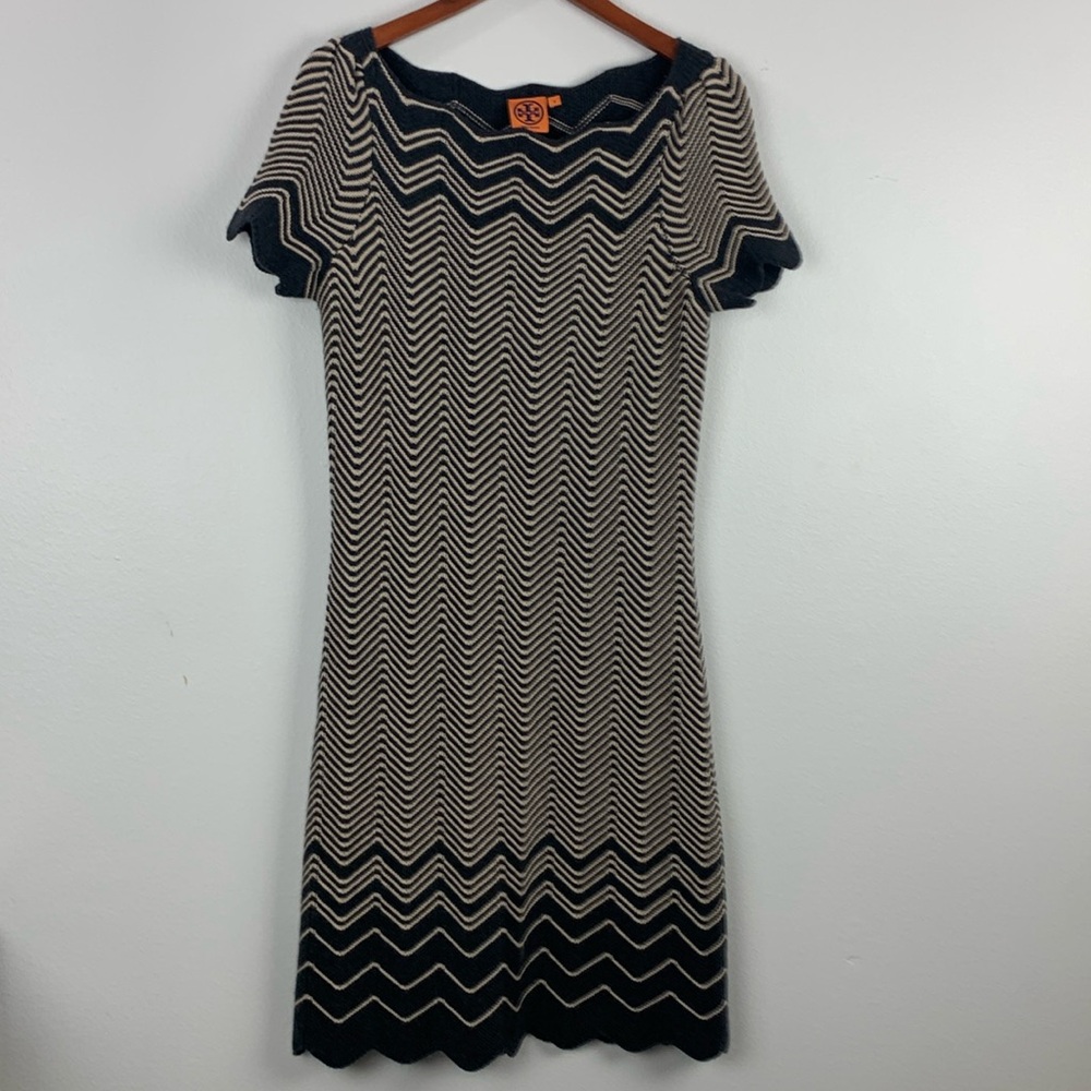 Tory Burch Kent Merino Wool Knit Sweater Dress Size Medium gray